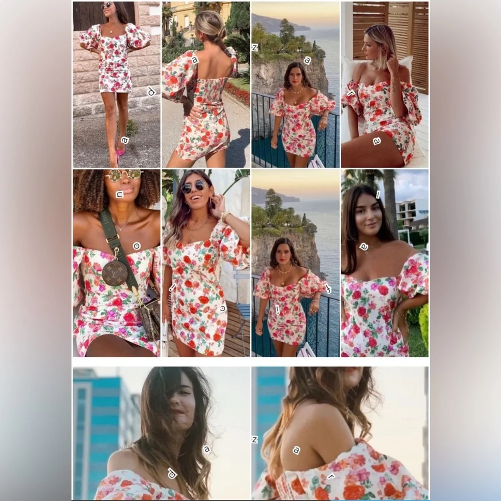 NWT ZARA THE CAROLINE DRESS S MINI FLORAL OFF SHOULDER PUFF SLEEVE Blogger Fave - Picture 8 of 16